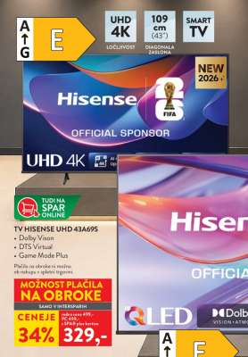 TV HISENSE UHD 43A695