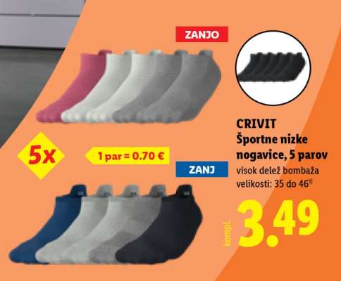CRIVIT Športne nizke nogavice, 5 parov