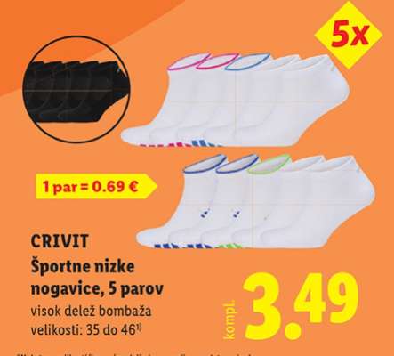 CRIVIT Športne nizke nogavice, 5 parov
