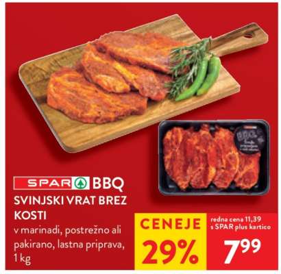 SPAR BBQ Svinjski vrat brez kosti