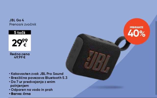 JBL Go 4 Prenosni zvočnik