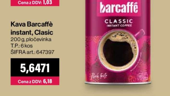 Kava Barcaffè instant, Clasic