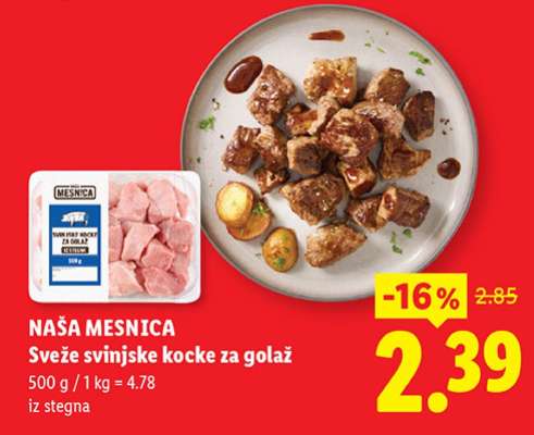 NAŠA MESNICA Sveže svinjske kocke za golaž