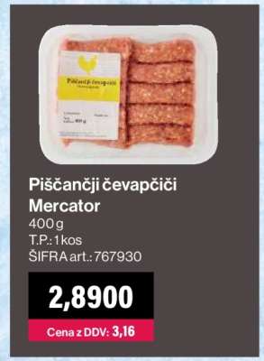 Piščančji čevapčiči Mercator