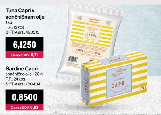 Tuna Capri v sončničnem olju