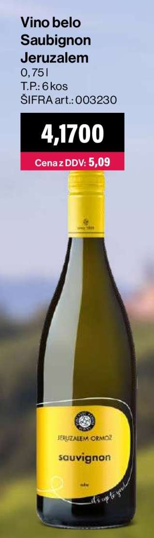 Vino belo Saubignon Jeruzalem