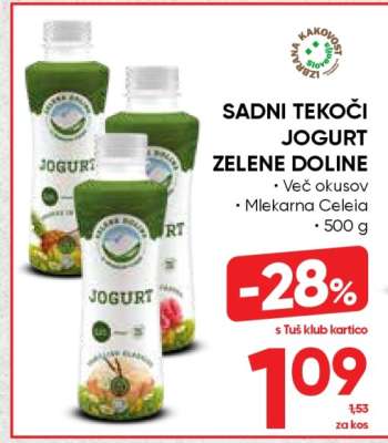 Sadni tekoči jogurt Zelene Doline