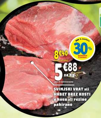 SVINJSKI VRAT ali HRBET BREZ KOSTI