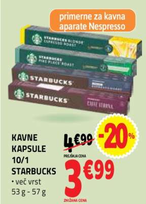 KAVNE KAPSULE 10/1 STARBUCKS