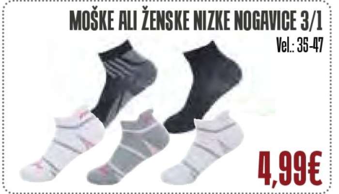 Moške ali ženske nizke nogavice 3/1