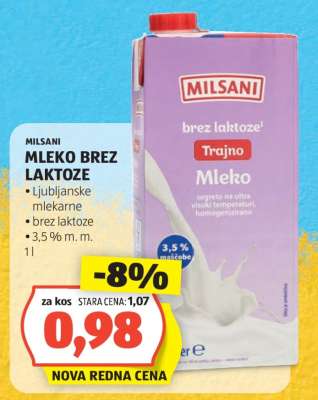 Milsani Mleko Brez Laktoze