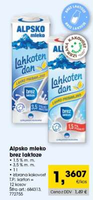 ALPSKO MLEKO BREZ LAKTOZE
