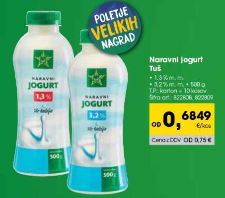 Naravni jogurt Tuš