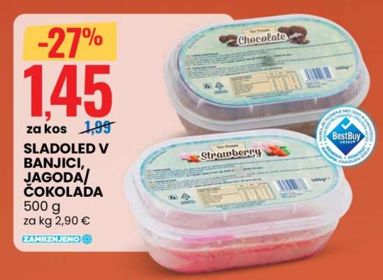 SLADOLED V BANJICI, JAGODA/ČOKOLADA