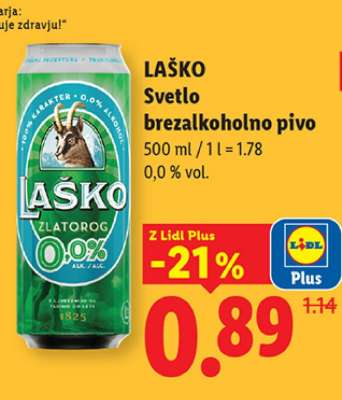 LAŠKO Svetlo brezalkoholno pivo