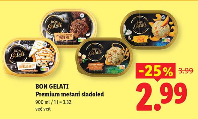 BON GELATI Premium mešani sladoled