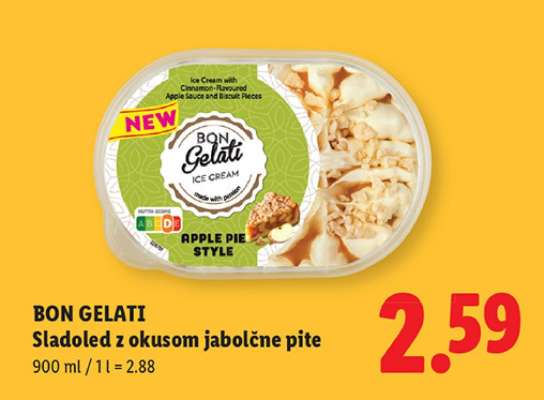 BON GELATI Sladoled z okusom jabolčne pite