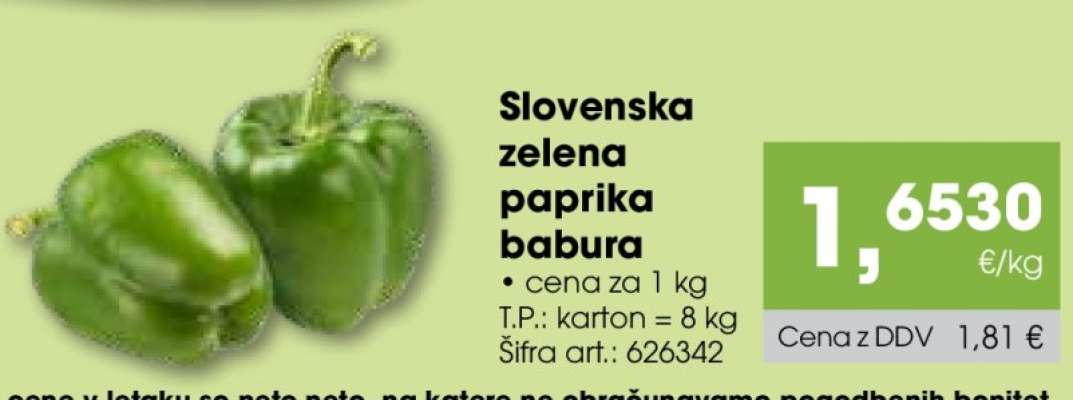 Slovenska zelena paprika babura