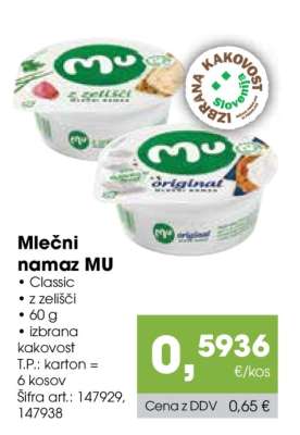 Mlečni namaz MU