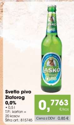 Svetlo pivo Zlatorog 0.0