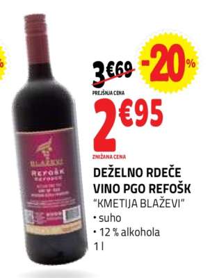 Deželno rdeče vino PGO Refošk