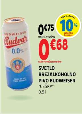 SVETLO BREZALKOHOLNO PIVO BUDWEISER "ČEŠKA"