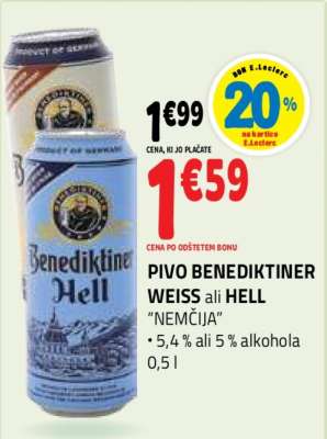 Pivo Benediktiner Weiss ali Hell