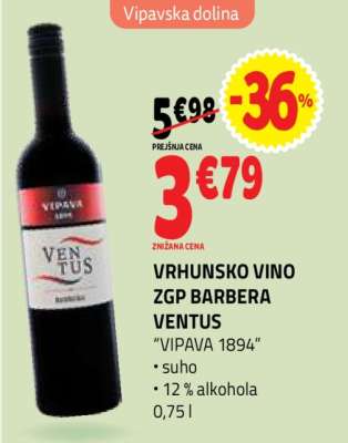 VRHUNSKO VINO ZGP BARBERA VENTUS