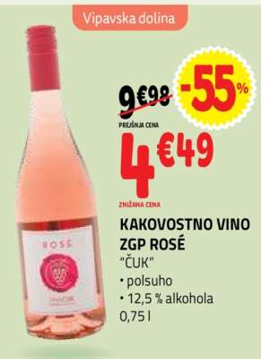 KAKOVOSTNO VINO ZGP ROSÉ