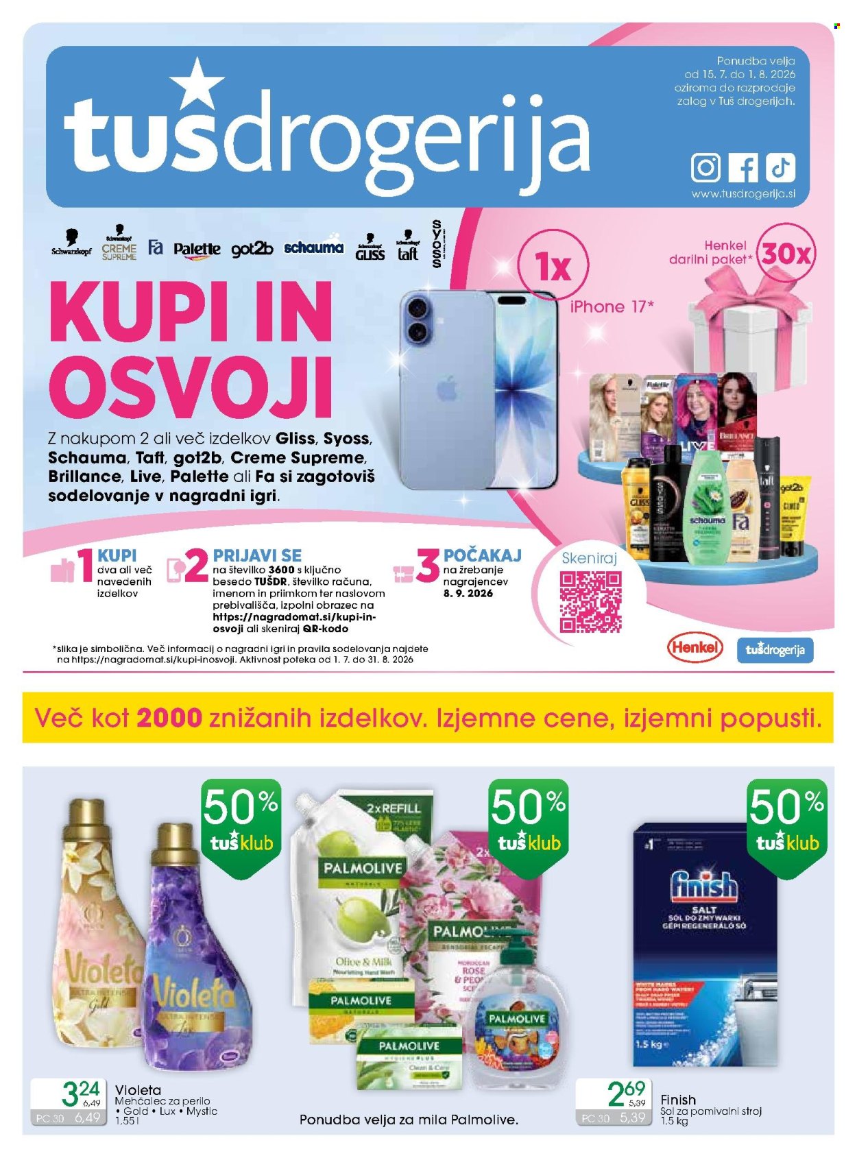 Tuš Drogeria katalog - 15.7.2026 - 1.8.2026. Stran 1