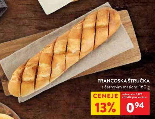Francoska štručka s česnovim maslom, 160 g