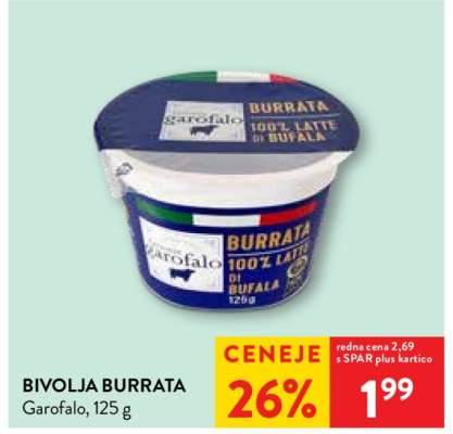 BIVOLJA BURRATA Garofalo, 125 g