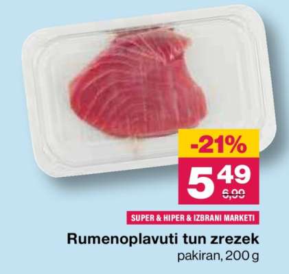 Rumenoplavuti tun zrezek