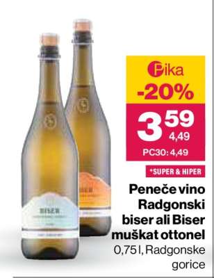 Peneče vino Radgonski biser ali Biser muškat ottonel