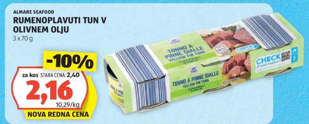 ALMARE SEAFOOD RUMENOPLAVUTI TUN V OLIVNEM OLIJU