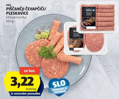 BBQ PIŠČANČJI ČEVAPČIČI/PLESKAVICE