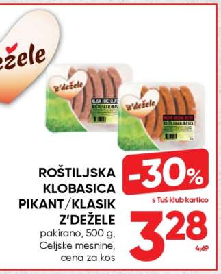 ROŠTILJSKA KLOBASICA PIKANT/KLASIK Z'DEŽELE