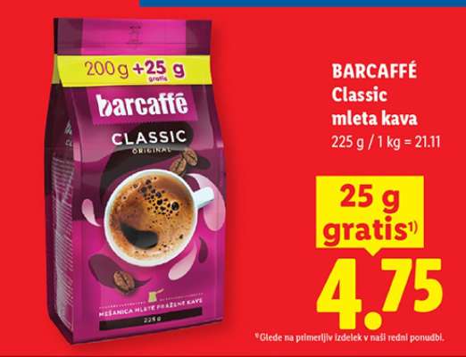 BARCAFFE Classic mleta kava