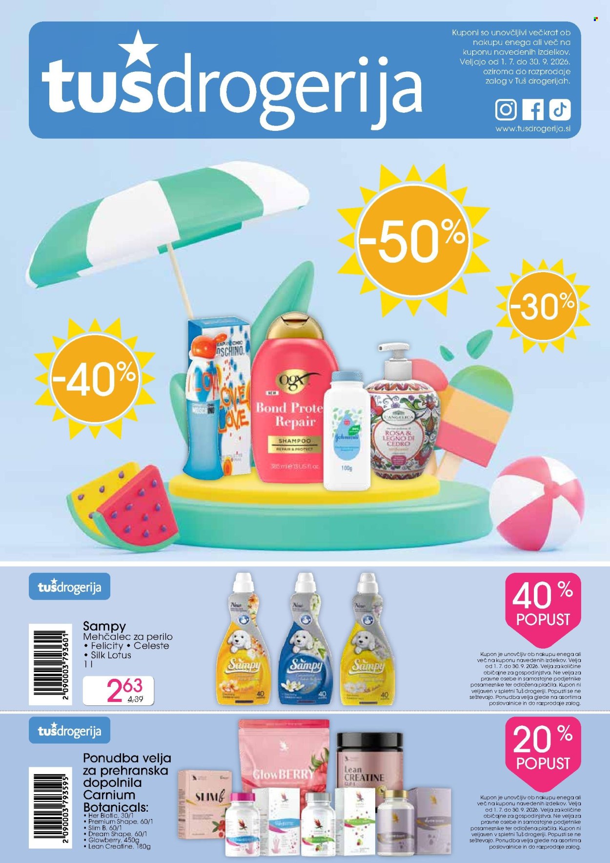 Tuš Drogeria katalog - 1.7.2026 - 30.9.2026. Stran 1