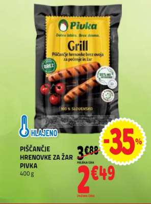PIŠČANČJE HRENOVKE ZA ŽAR PIVKA
