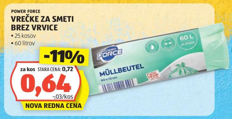 POWER FORCE Vrečke za smeti brez vrvice