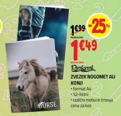 ZVEZEK NOGOMET ALI KONJI
