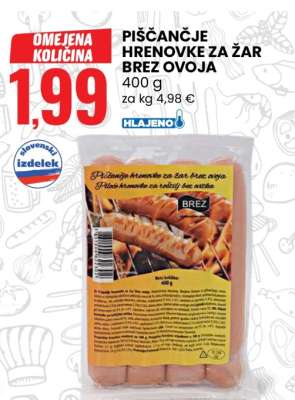 PIŠČANČJE HRENOVKE ZA ŽAR BREZ OVOJA