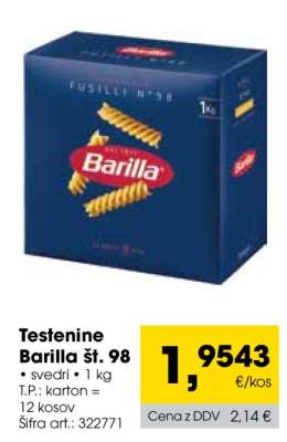 Testenine Barilla, št. 98