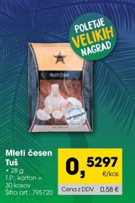 Mleti česen Tuš