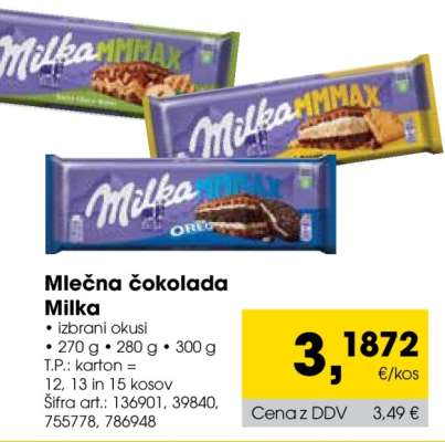 MLEČNA ČOKOLADA MILKA