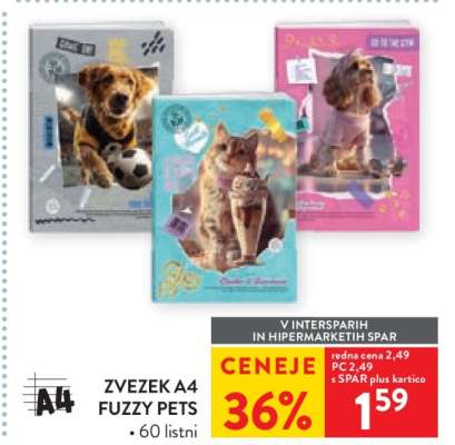 Zvezek A4 Fuzzy Pets