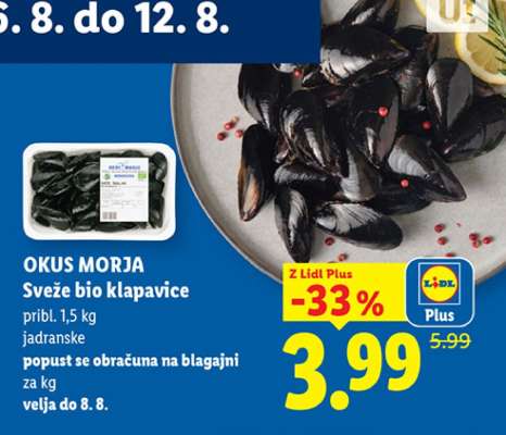 OKUS MORJA Sveže bio klapavice