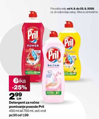 Detergent za ročno pomivanje posode Pril