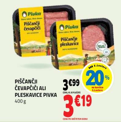 Piščančji čevapčiči ali pleskavice Pivka